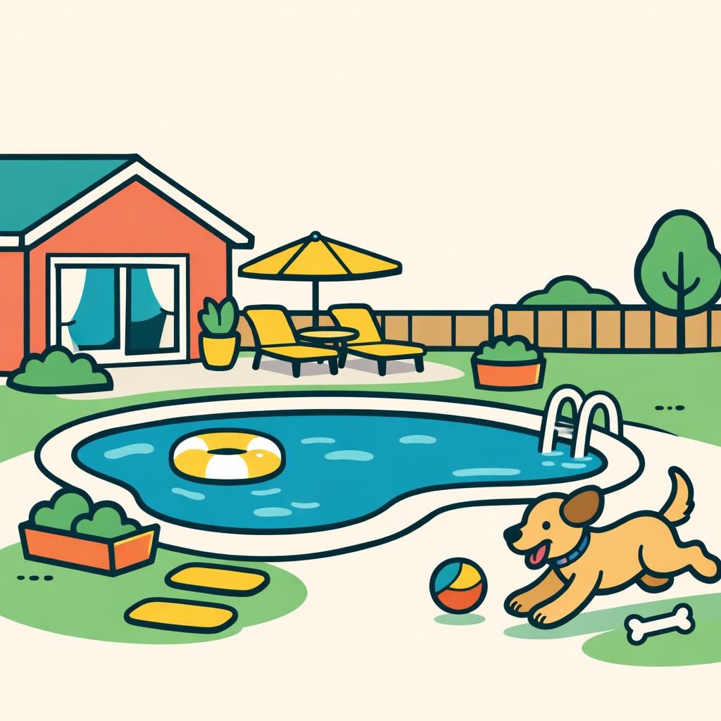 home with new pool and dog